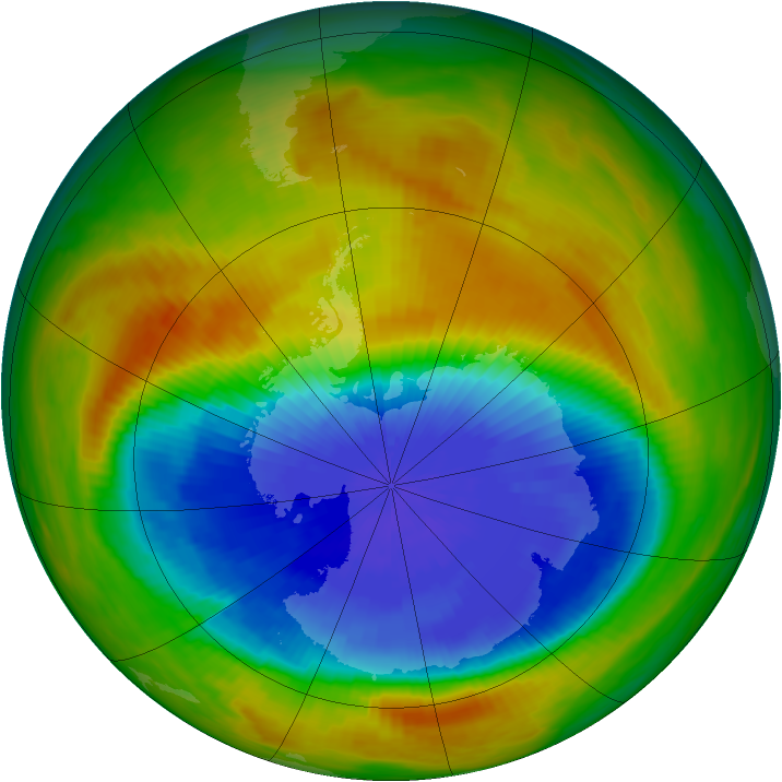 Antarctic ozone map for 16 October 1986